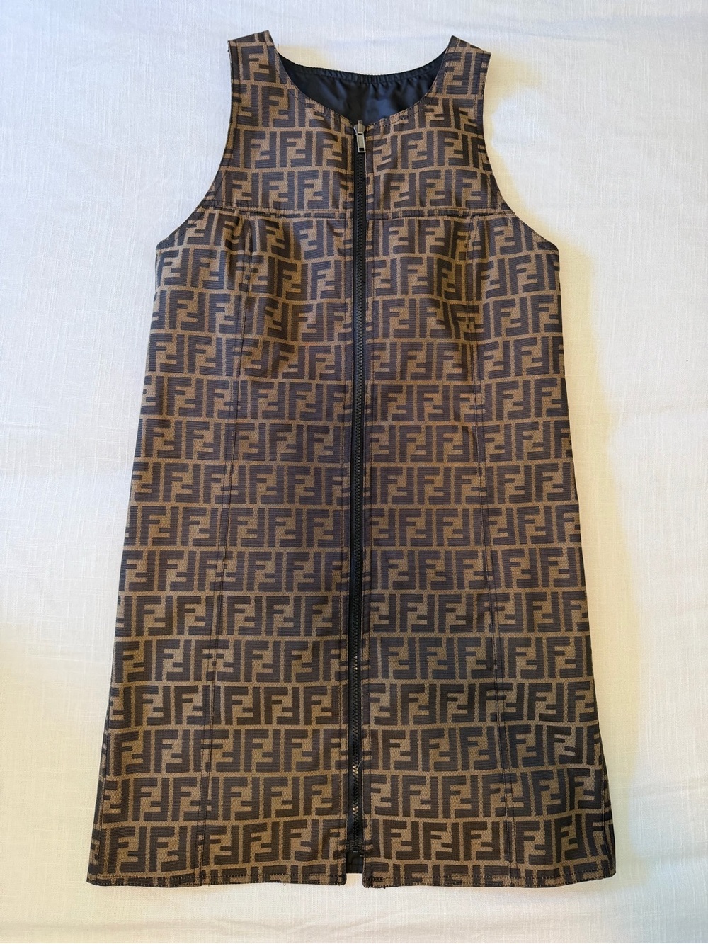 FENDI Zucca Pattern Reversible Dress Brown Black size L